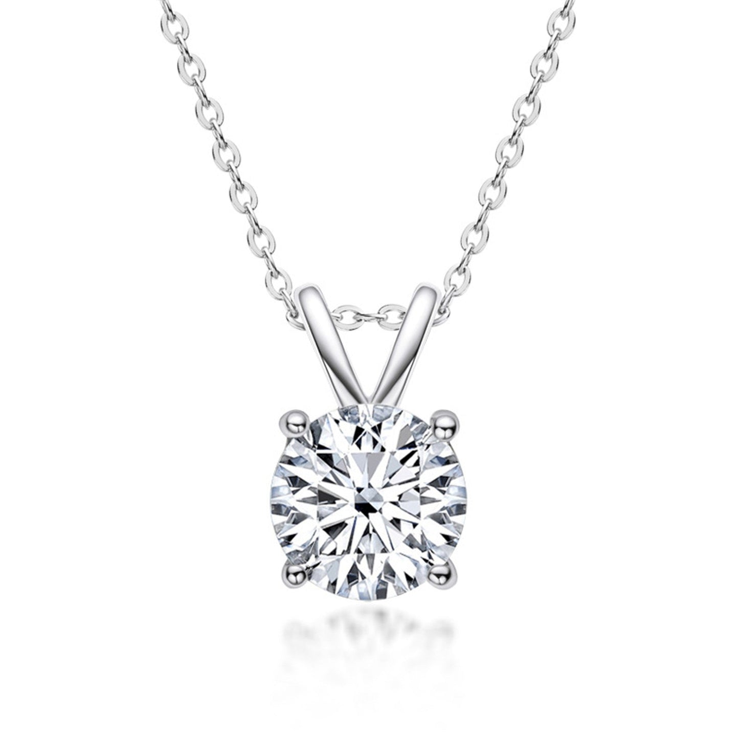 One carat moissanite solitaire pendant in six prong setting