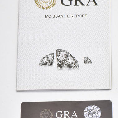 GRA moissanite report and GRA warranty card