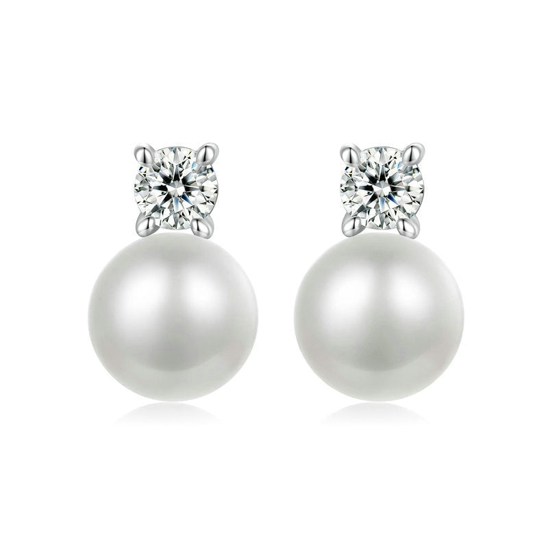 Prism and Pearl Wedding Collection Bridge Pearl Moissanite Earrings and Necklace