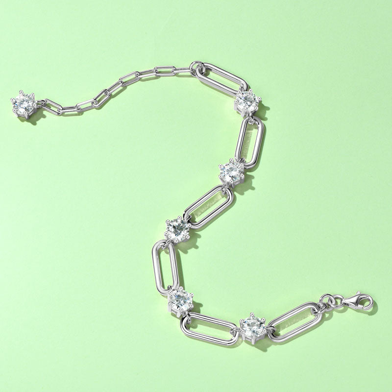 Florence Paperclip Station Bracelet in sterling silver, view 7