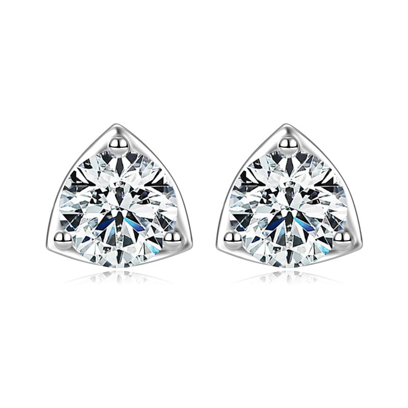 Therese trillion frame moissanite stud earrings in sterling silver