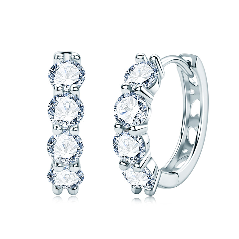 Laure five stone moissanite hoops in sterling silver