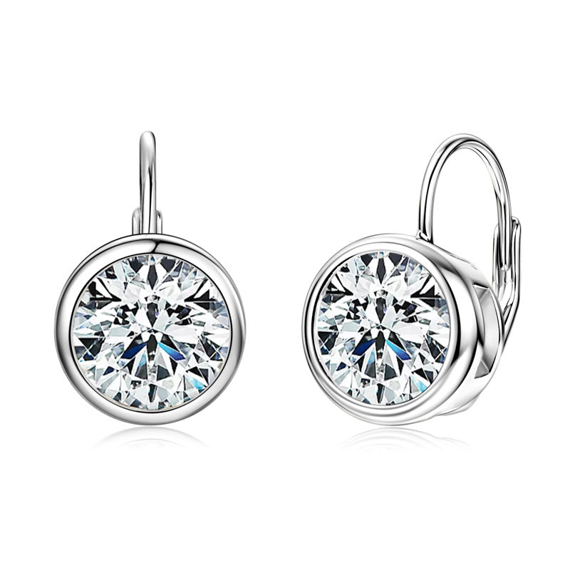 Raphaelle Bezel Leverback Earrings in sterling silver, view 3