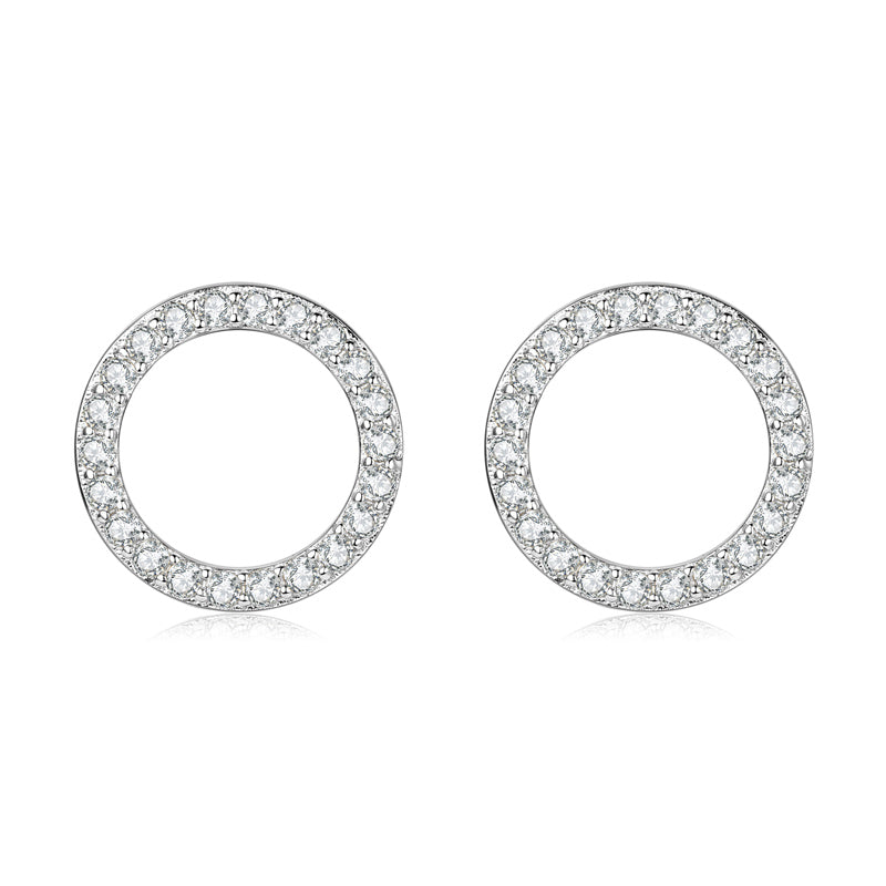 Harper pave moissanite halo circle studs in sterling silver, view 2
