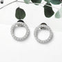 Harper pave moissanite halo circle studs, view 4
