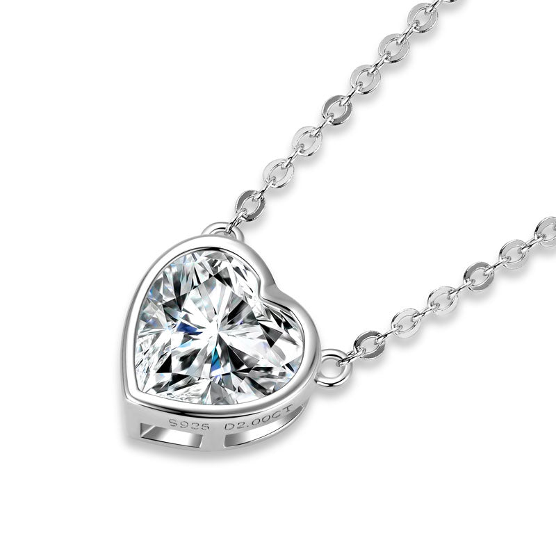 Cecile Heart Bezel Necklace in sterling silver, view 2