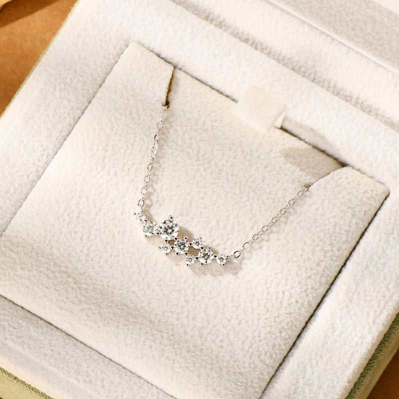 Celeste cluster moissanite necklace in sterling silver, view 7