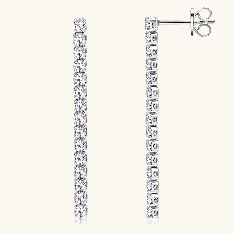 Simone tennis line moissanite drop earrings in sterling silver