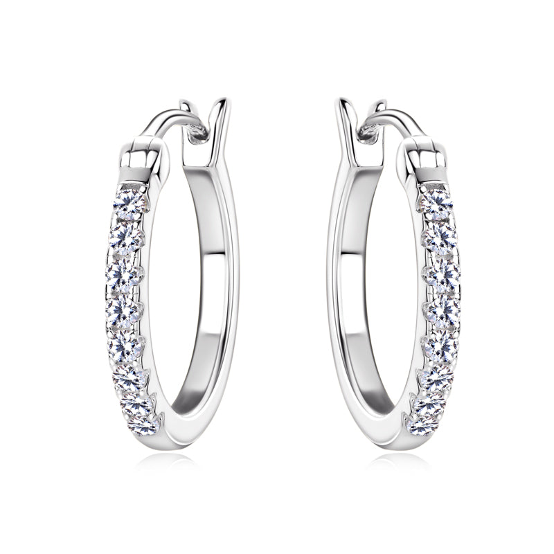 Laetitia pave moissanite hoop earrings in sterling silver