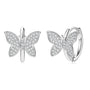 Noelle butterfly pave moissanite huggies in sterling silver