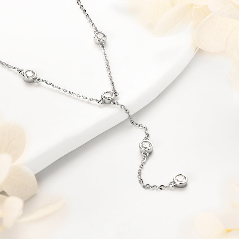 Lumiere Bezel Y Necklace in sterling silver