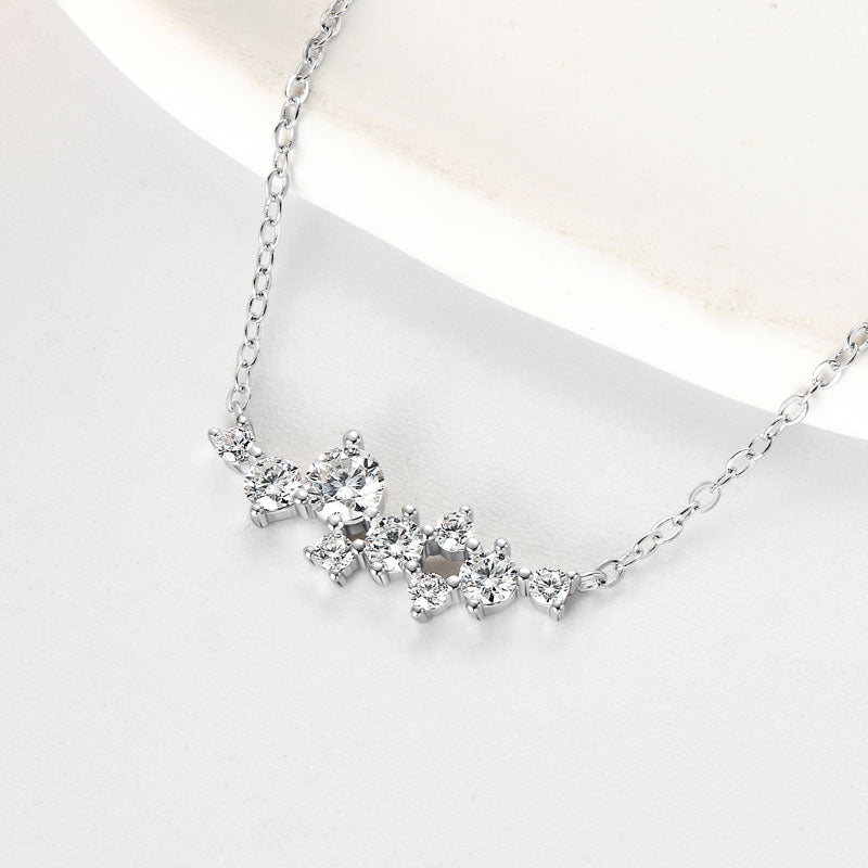 Celeste cluster moissanite necklace in sterling silver, view 6