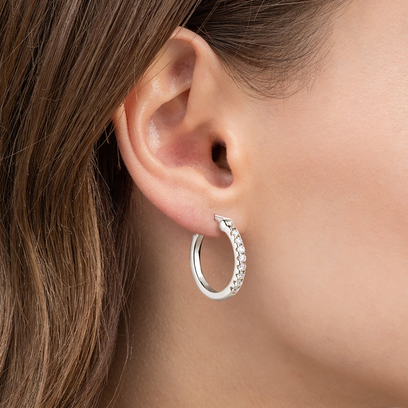 Daphne Pave Hoops in sterling silver, view 6