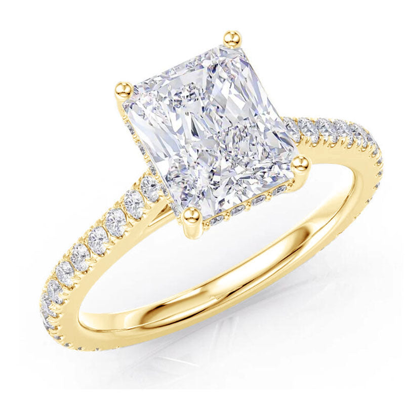Clarisse Radiant Hidden Halo Ring in gold plated view 6
