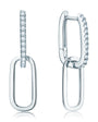 Ondine pave moissanite huggies with paperclip links in sterling silver