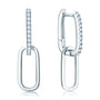 Ondine pave moissanite huggies with paperclip links in sterling silver