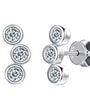 Leontine bezel trio moissanite climber studs in sterling silver