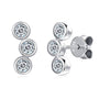 Leontine bezel trio moissanite climber studs in sterling silver