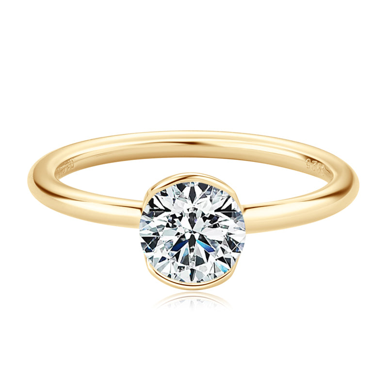 Albane Bezel Solitaire Ring in gold plate, view 5