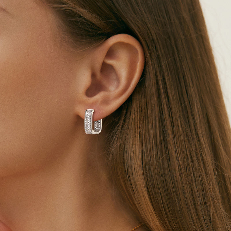 Honorine Pave Rectangle Hoops view 6