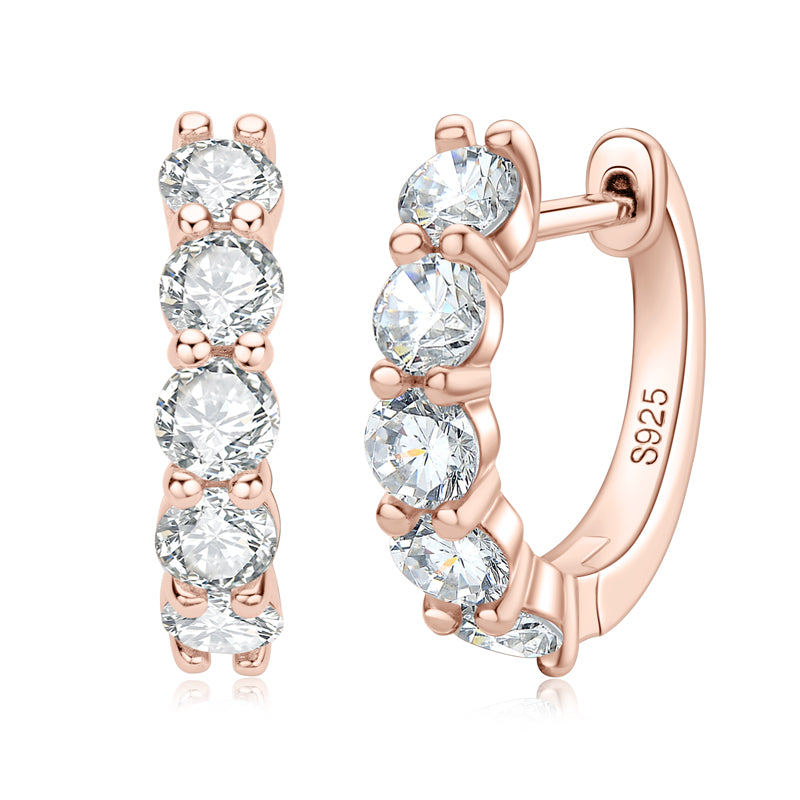 Corinne Five Stone Huggies in rose gold plated view 5