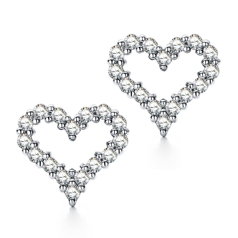 Sylvie open heart moissanite studs in sterling silver