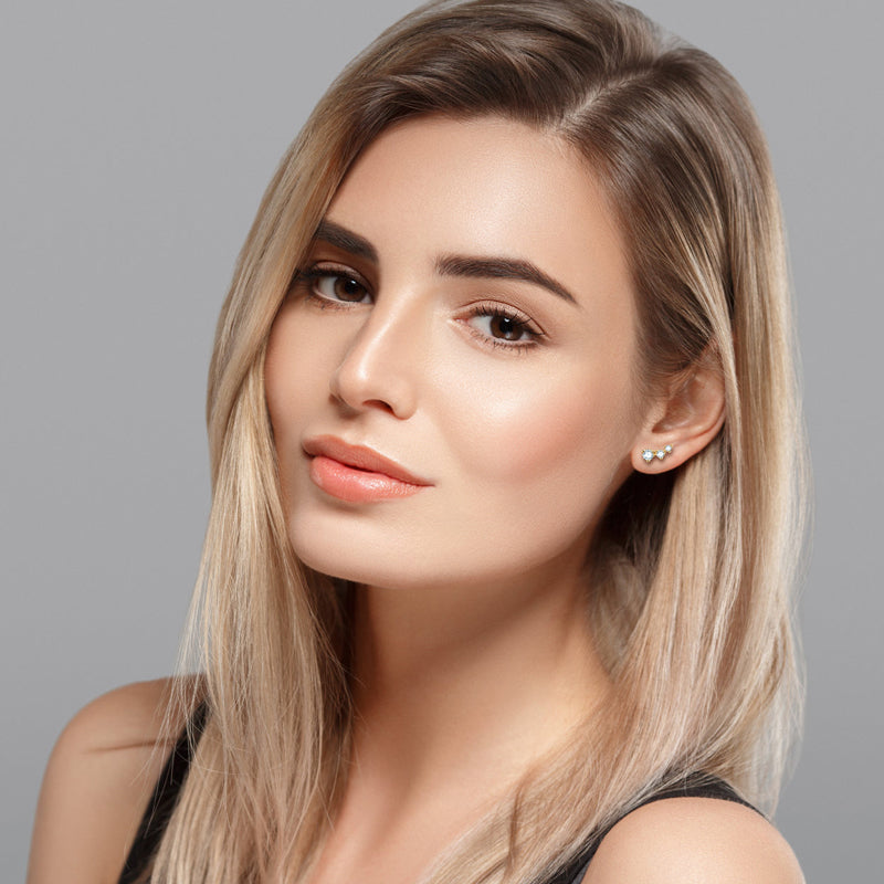 Oriane Three Stone Climber Studs view 8