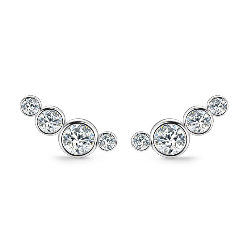 Isaure four stone bezel climber stud earrings in sterling silver