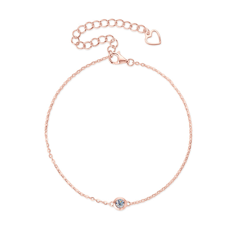 Capucine Bezel Solitaire Bracelet in rose gold plated view 6