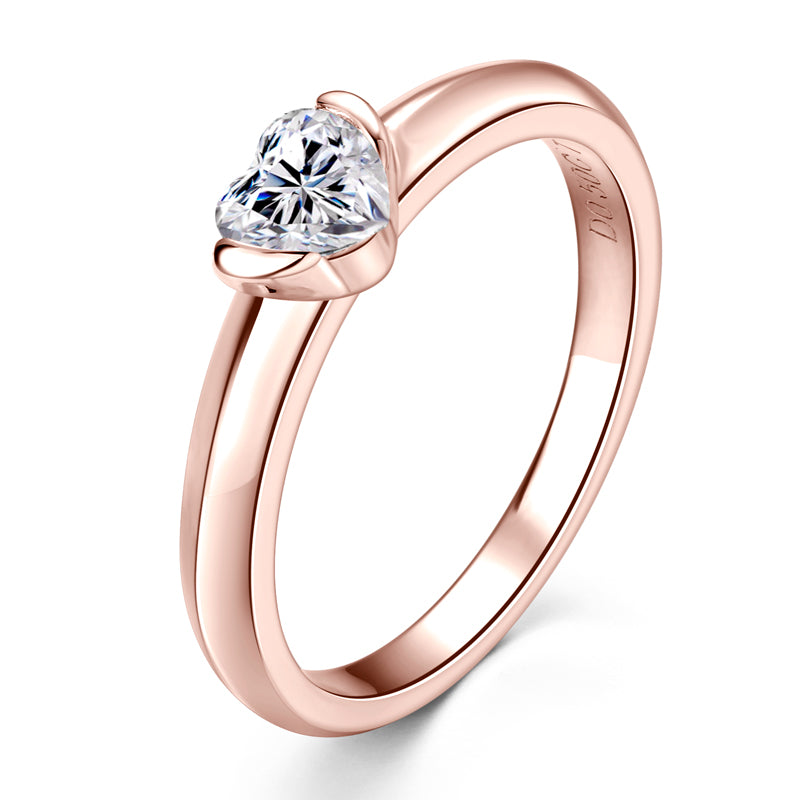 Ines Heart Solitaire Ring in rose gold plated view 4