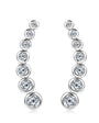 Yolande graduated bezel moissanite ear climber earrings in sterling silver