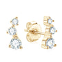 Oriane Three Stone Climber Studs in gold plated view 2
