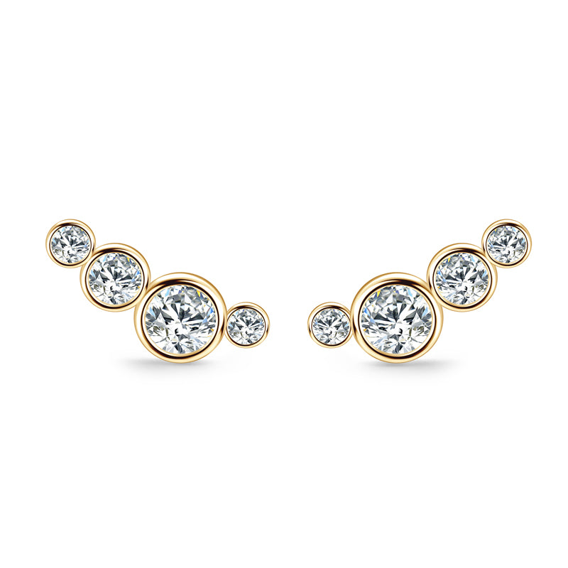 Isaure Four Stone Bezel Climber Studs in gold plate, view 2