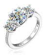 Bernadette three stone pave moissanite ring in sterling silver