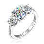 Bernadette three stone pave moissanite ring in sterling silver
