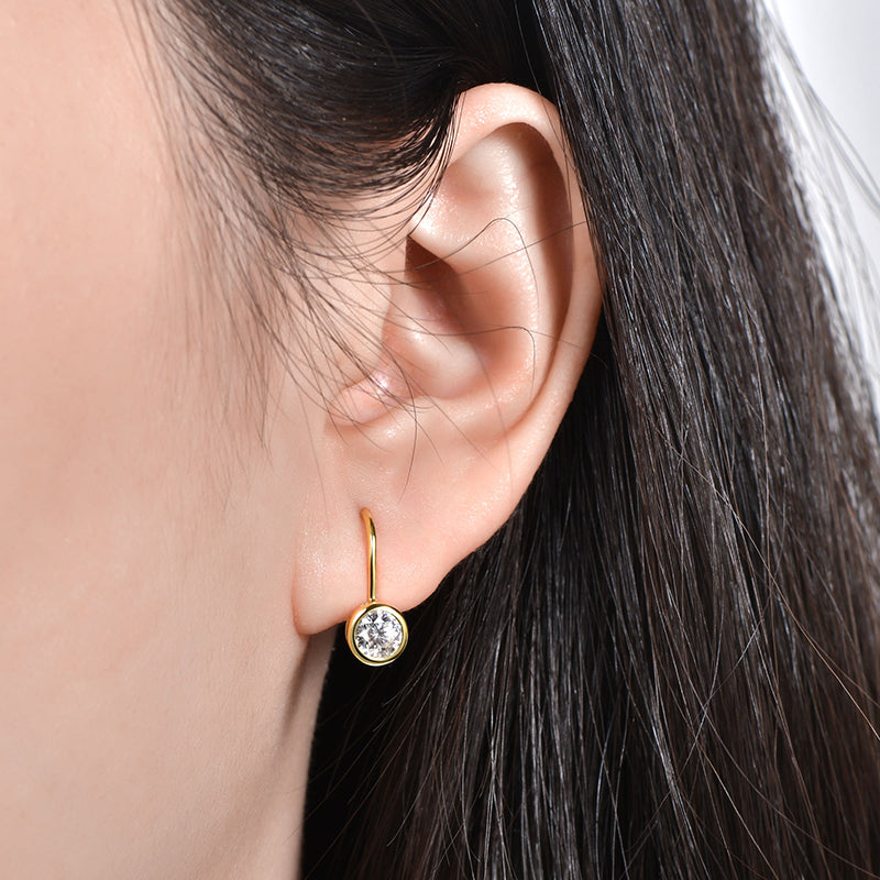 Raphaelle Bezel Leverback Earrings in gold plate, view 10