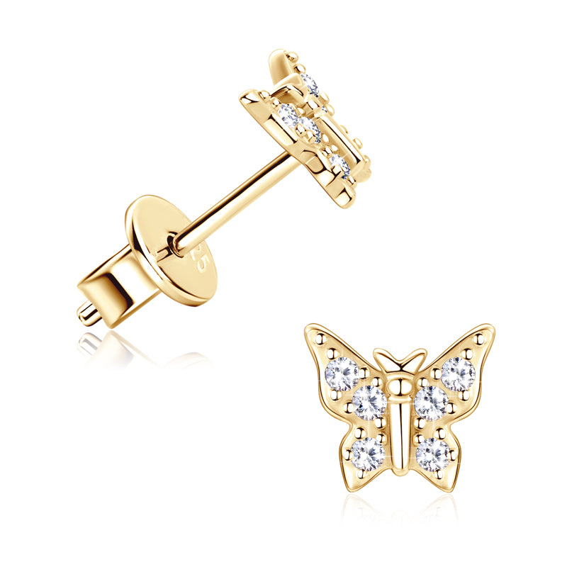 Nadine Pave Butterfly Studs in gold plated view 5