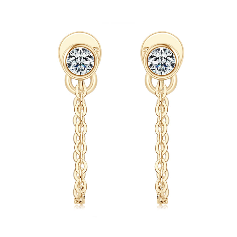 Louise Bezel Chain Studs in gold plated view 3