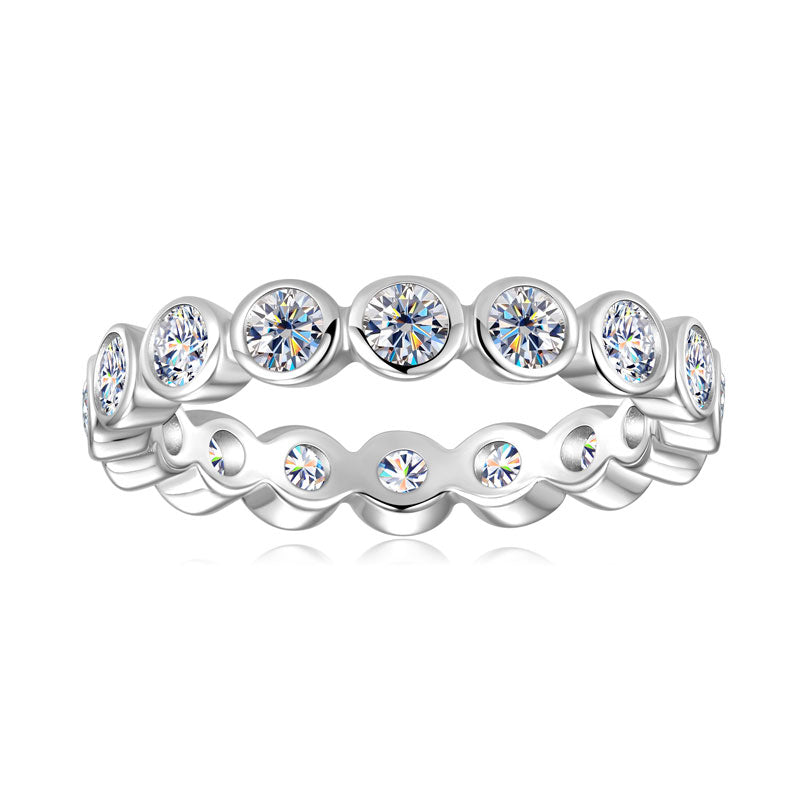 Marceline bezel moissanite eternity band in sterling silver
