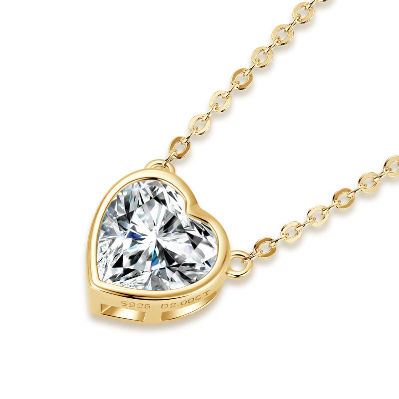 Cecile Heart Bezel Necklace in gold plate, view 4