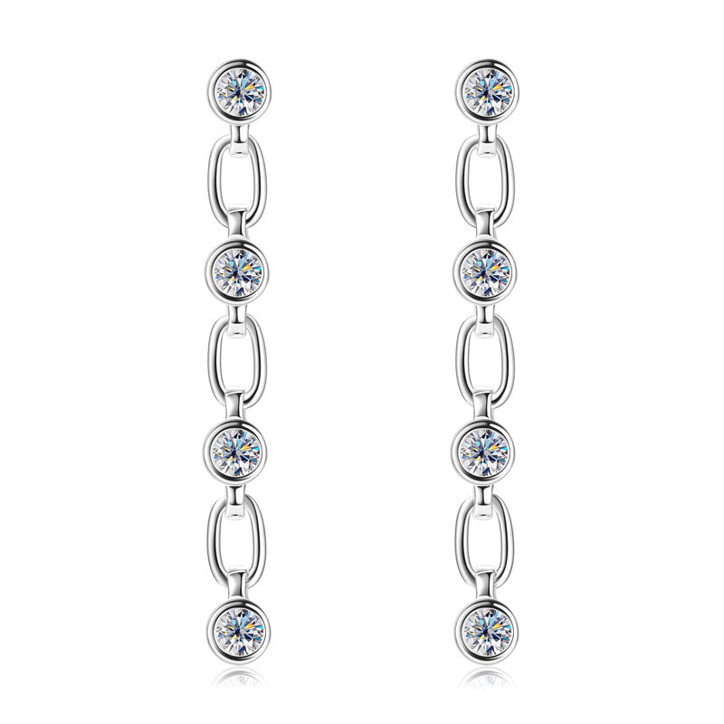 Pascale bezel link moissanite drop earrings in sterling silver