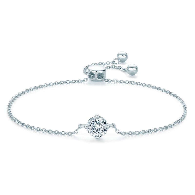 Ninon solitaire moissanite slider bracelet in sterling silver
