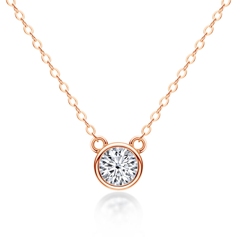 Clotilde Bezel Solitaire Necklace in rose gold plated view 3