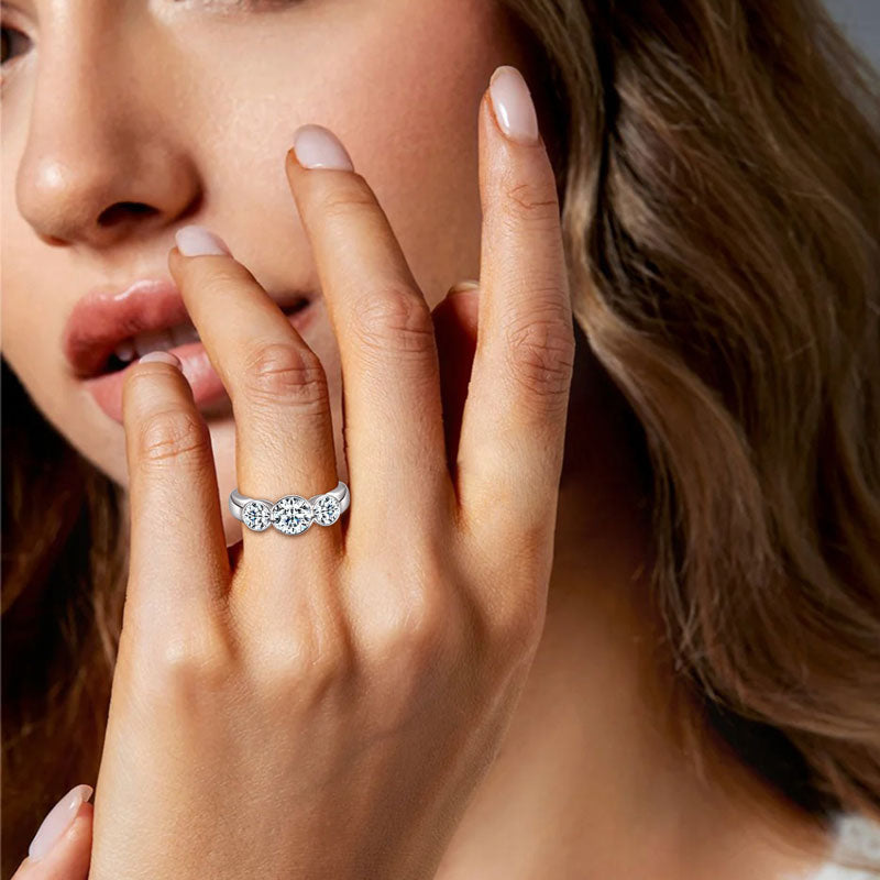 Romane Three Stone Bezel Ring view 7