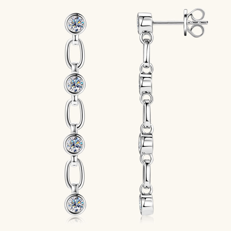 Pascale Bezel Link Drop Earrings in sterling silver, view 3