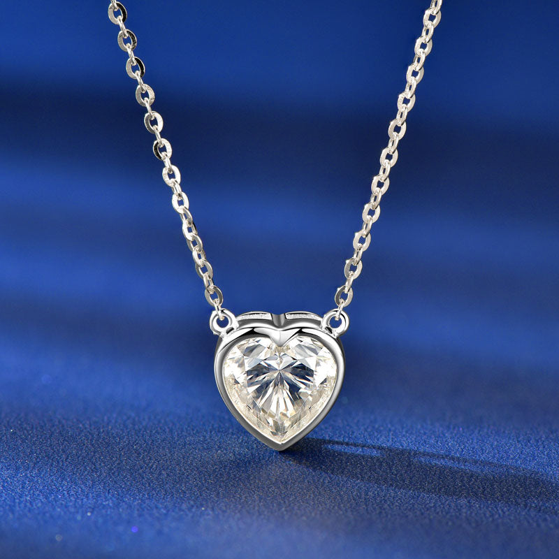 Cecile Heart Bezel Necklace in sterling silver, view 5