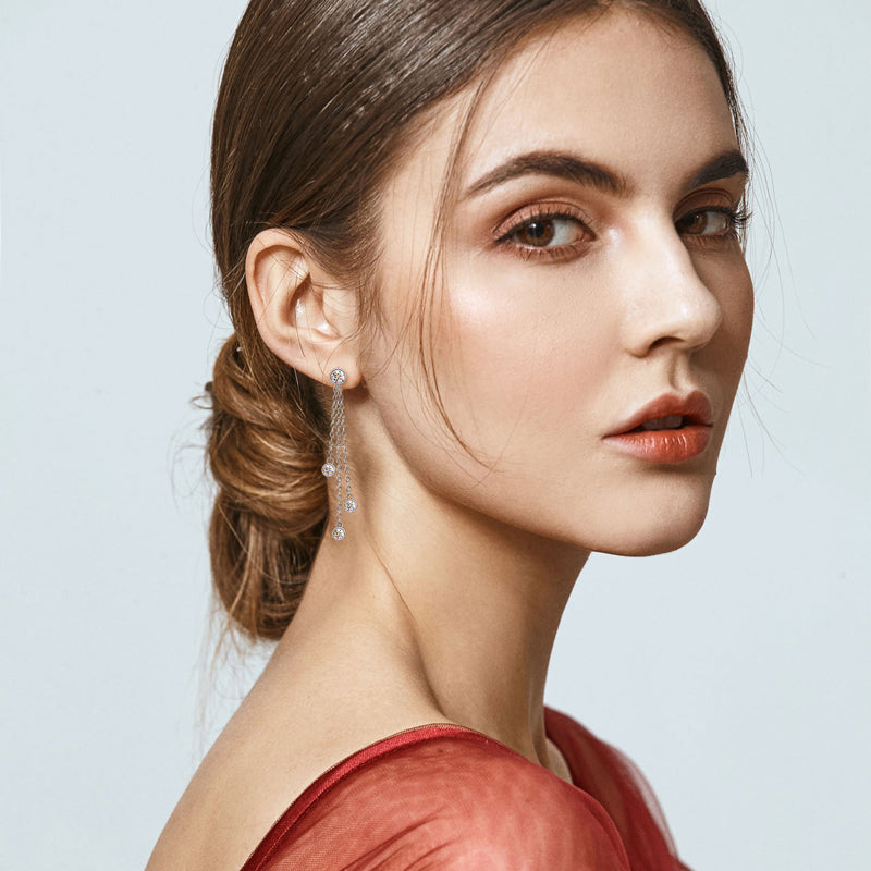 Ambre Bezel Tassel Drop Earrings view 8