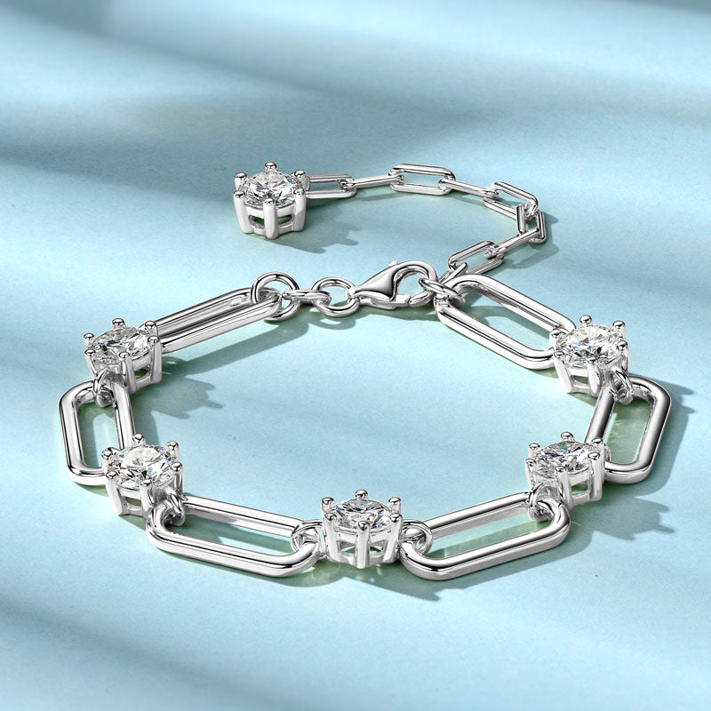 Florence Paperclip Station Bracelet in sterling silver, view 6