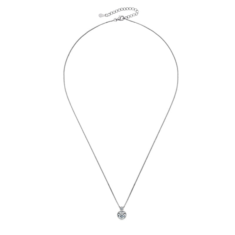 Lucie bezel moissanite drop pendant in sterling silver