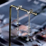 Ambre Bezel Tassel Drop Earrings view 5